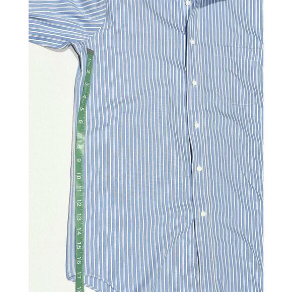 Croft & Barrow Men's Classic Fit Non-Iron Cotton Blue & White Stripes 15 32/33 - Picture 13 of 15